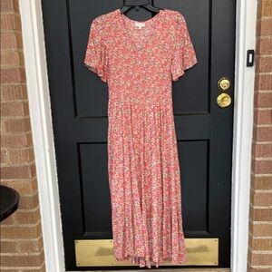 Roolee Floral Red Pink Dress Small